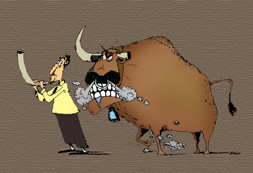 Cartoon: horn (medium) by draganm tagged horn,bull,instruments,music