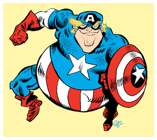 Cartoon: Captain America (medium) by Damien Glez tagged captain,america,donald,trump,president,united,states,captain,america,donald,trump,president,united,states