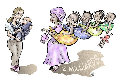 Cartoon: Demography (medium) by Damien Glez tagged demography,africa,europe,population,hunger,starving,aids
