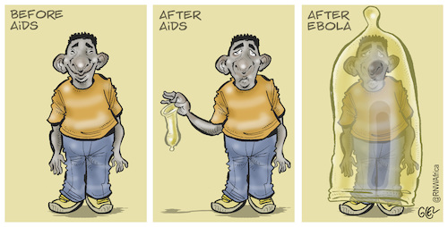 Cartoon: Ebola and AIDS (medium) by Damien Glez tagged ebola,aids,epidemic,health,ebola,aids,epidemic,health