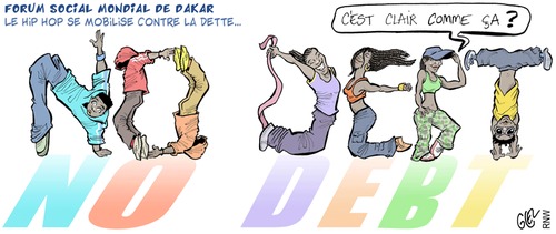 Cartoon: Forum Social Mondial De Dakar (medium) by Damien Glez tagged forum,social,mondial,dackar,hip,hop,debt