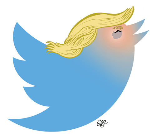 Cartoon: Presidential Twitter (medium) by Damien Glez tagged twitter,united,states,donald,trump,america,twitter,united,states,donald,trump,america