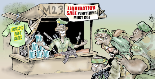 Cartoon: Rebels (medium) by Damien Glez tagged rebels,africa,militia,war,weaponry,conflict,rebels,africa,militia,war,weaponry,conflict