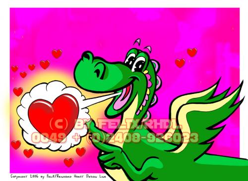 Cartoon: Dragons in Love 11 (medium) by FeliXfromAC tagged nice,animals,tiere,tier,logos,stockart,sympathiefiguren,mascots,wallpapers,characters,characterdesign,figuren,whimsical,felix,alias,reinhard,horst,design,line,drache,dragon,red,love,verliebt,herz,feuer