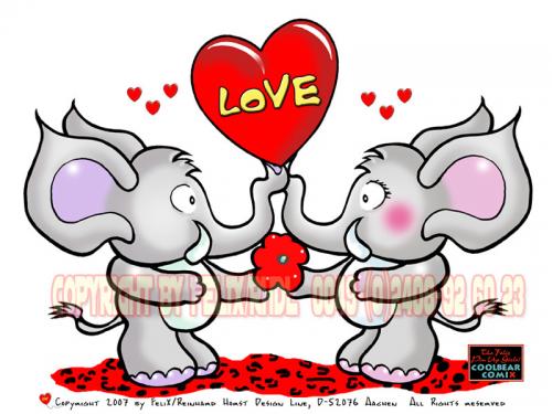 Cartoon: Elephants in Love! (medium) by FeliXfromAC tagged charakter,model,sheet,stockart,felix,alias,reinhard,horst,aachen,elefant,elephant,happy,birthday,mascot,sympathiefigur,design,line,layout,entwurf,rot,red,comic,cartoon,illustration,heart,herz,love,liebe
