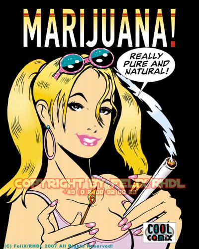 Cartoon: Comic Poster Marijuana (medium) by FeliXfromAC tagged smoke,rauch,stockart,dunst,felix,alias,red,rot,design,line,aachen,comix,comic,cartoon,poster,frau,woman,kiffen,grass,joint,