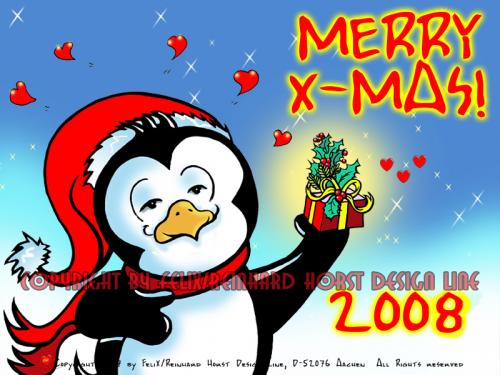 Cartoon: Paolo Pingo-Merry X-mas (medium) by FeliXfromAC tagged tier,merry,xmas,weihnachten,pinguin,penguin,feiern,gift,geschenk,weihnacht,jahreszeit