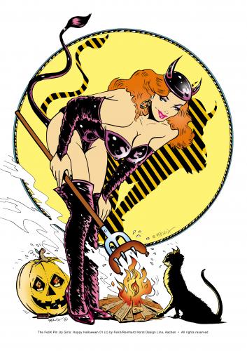Cartoon: The FeliX Pin Up Halloween Girls (medium) by FeliXfromAC tagged halloween,frau,woman,stockart,felix,pin,up,girls,poster,tshirt,girl,sexy,collection,1942,hexe,witch,witchcraft,alias,reinhard,horst,aachen,comic,cartooon,illustration,design,line