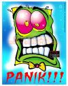 Cartoon: The Face of Panic! (small) by FeliXfromAC tagged paranoid,panc,panik,felix,alias,reinhard,horst,horror,design,line,comic,cartoon,monster,geicht,blau,blue,angst,poster,kaugummi,bubblegum