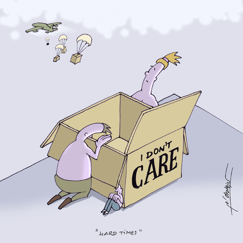 Cartoon: hard times (medium) by Jo Drathjer tagged brot,carepaket,solidarity,feeding,human,crisis,care,für,spenden,opfer,solidarität,welt,die