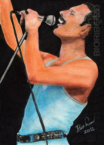 Cartoon: Ready Freddie! (medium) by bioribeiro tagged color,pastel,mercury,freddie,queen