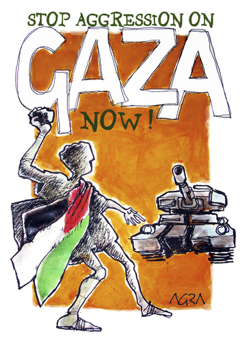 Cartoon: STOP IT NOW!! (medium) by AGRA tagged gaza,palestine,middle,west