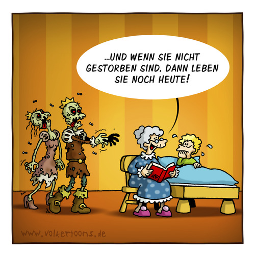 Cartoon: ...dann leben sie noch heute (medium) by volkertoons tagged volkertoons,cartoon,humor,lustig,fun,funny,märchen,fairy,tale,oma,kind,grandma,grandmother,bedtime,storie,gutenachtgeschichte,grimm,andersen,könig,königin,king,queen,prinz,prinzessin,prince,princess,zombie,zombies,undead,untot,evil,böse,tot,tod,dead,death,horror,märchen,oma,kind,kinder,geschichten,monster,angst,vorlesen,alptraum