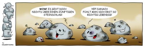 Cartoon: Fight Club (medium) by volkertoons tagged volkertoons,cartoon,comic,strip,humor,stein,steine,stone,stones,fight,club,steinschlag,lawine,sport,sports,spaß,fun,stein,steine,steinschlag,comic