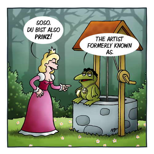 Cartoon: Prinz (medium) by volkertoons tagged volkertoons,cartoon,märchen,fairy,tale,prinz,prince,prinzessin,princess,frosch,frog,froschkönig,lustig,albern,kalauer,märchen,prinz,prinzessin,froschkönig,frosch