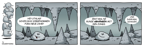 Cartoon: STEINE - Abhängen (medium) by volkertoons tagged stein,steine,stone,stones,tropfsteine,neujahr,silvester,new,year,humor,stein,steine,stone,stones,tropfsteine,neujahr,silvester,new,year,humor