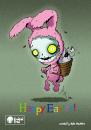 Cartoon: Happy Easter (small) by volkertoons tagged easter,ostern,volkertoons,cartoon,illustration,osterhase,hase,bunny,greeting,card,grußkarte,osterei,ei,überraschung,surprise,pink,dark,zombie,zombies,tot,untot,dead,death,undead,happy,lustig,fantasy,halloween,horror,creepy,creeps