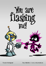 Cartoon: You are flashing me! (small) by volkertoons tagged volkertoons,cartoon,außerirdischer,alien,laser,invasion,humor,lustig,spaß,fun,funny,grußkarte,postkarte,karte,greeting,card