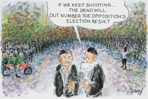 Cartoon: Iran election (medium) by Lindsay Foyle tagged iran,election,democracy