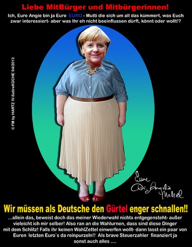 Cartoon: EU Mami (medium) by cartoonist_egon tagged angie,gürtel,enger,schnallen