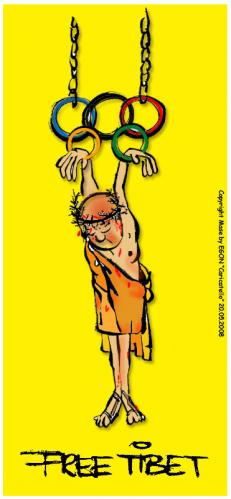 Cartoon: free tibet (medium) by cartoonist_egon tagged olympic,sport,politik,china