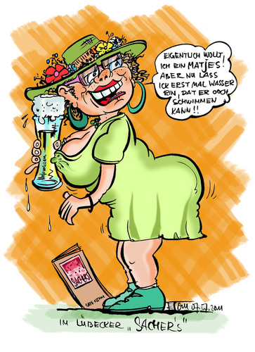 Cartoon: Matjes muß schwimmen... (medium) by cartoonist_egon tagged sachers,cafe,matjes,hefweizen