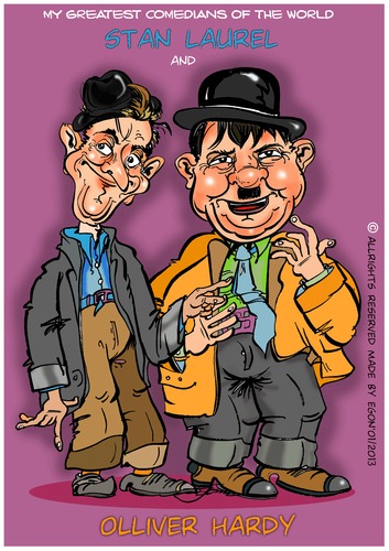 Cartoon: Stan Laurel und Oliver Hardy (medium) by cartoonist_egon tagged olli,stan,doof,und,dick