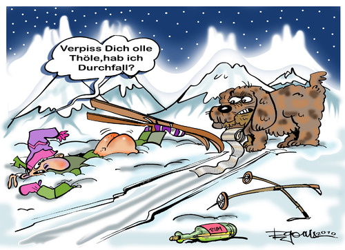 Cartoon: Toilettenpapier?? (medium) by cartoonist_egon tagged ski,wintersport,bernhardiner,winter,berge