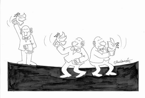 Cartoon: peace or duello (medium) by halisdokgoz tagged peace,or,duello