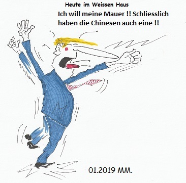 Cartoon: Heute im Weissen Haus (medium) by quadenulle tagged mauer,usa,trump,weisses,haus,chinesische,machtspiel,mexiko