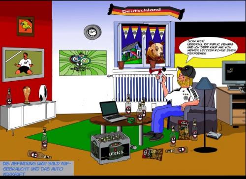 Cartoon: Er ist Deutschland Teil4 (medium) by Tricomix tagged wm,2006,arbeitslos,kündigung,rauswurf,fernsehen