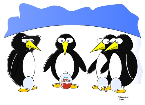 Cartoon: Untergeschoben - Pushed under (medium) by Tricomix tagged pinguine,kinderüberraschung,antarktis,eis,ei,egg,ferrero,suedpol,pinguine,kinderüberraschung,antarktis,eis,ei,pinguin,tiere