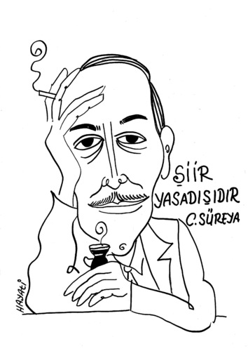 Cartoon: Cemal Süreya 1931 - 1990 (medium) by Hayati tagged cemal,suereya,dichter,sair,istanbul,turkei,turkey,tuerkiye,ozan,hayati,boyacioglu,berlin,cemal,suereya,dichter,sair,istanbul,turkei,turkey,tuerkiye,ozan,hayati,boyacioglu,berlin