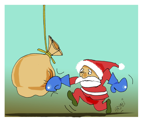 Cartoon: Langeweile (medium) by Hayati tagged noel,baba,santa,claus,langeweile,frustration,weihnachtsman,konsum,2010,boyacioglu,hayati