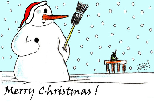 Cartoon: merry christmas (medium) by Hayati tagged boyacioglu,hayati,fest,frohes,karti,noel,christmas,merry,happy