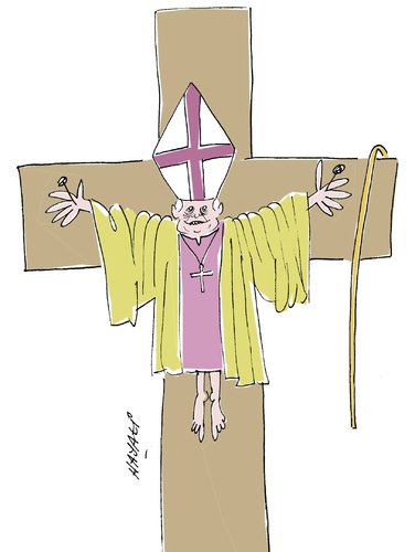 Cartoon: Papa (medium) by Hayati tagged boyacioglu,hayati,berlin,benedict,ii,benediktus,papst,pabst,papa,papa,pabst,papst,berlin