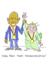 Cartoon: Peace and Freedom (small) by Hayati tagged nobelpreis obama freiheitsmedaille merkel amerika deutshland hayati boyacioglu