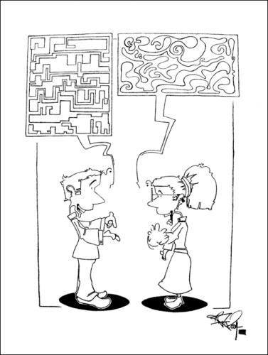 Cartoon: Dialog. (medium) by fk-bs tagged relationship,misunderstanding,woman,man,missverständnis,beziehung,frau,mann,dialog