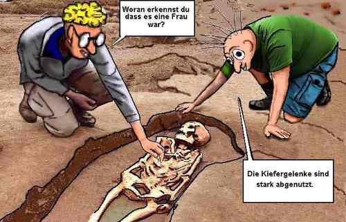 Cartoon: Nachlese zum Tag der Frau. (medium) by sier-edi tagged kiefer,frau,skelett,archäologe