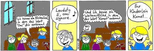 Cartoon: Hard Chor (medium) by weltalf tagged kirchenmusik,weihnachtslied,komet,wortspiel,kirchenchor