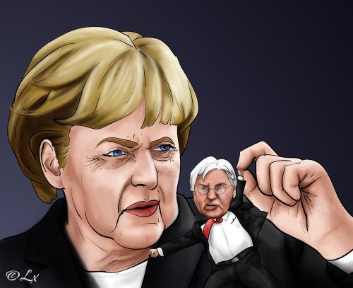 Cartoon: Angela Merkel (medium) by lexluther tagged merkel,angela,steinmeier,deutschland,bundesrepublik,bundeskanzler,bundeskanzlerin