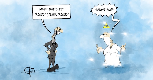 Cartoon: 011120BondMaske (medium) by Marcus Gottfried tagged james,bond,sean,connery,007,maske,corona,covid,infektionszahl,infektion,james,bond,sean,connery,007,maske,corona,covid,infektionszahl,infektion