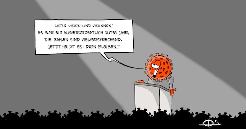 Cartoon: 201120gutesjahr (medium) by Marcus Gottfried tagged corona,covid,jahr,silvester,rede,sprache,anschluß,erfolg,corona,covid,jahr,silvester,rede,sprache,anschluß,erfolg