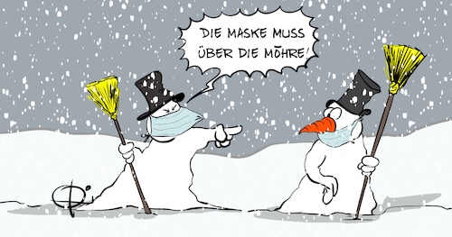 Cartoon: 20210124-Maske (medium) by Marcus Gottfried tagged maske,möhre,schneemann,wintereinbruch,winter,coron,covid,maske,möhre,schneemann,wintereinbruch,winter,coron,covid
