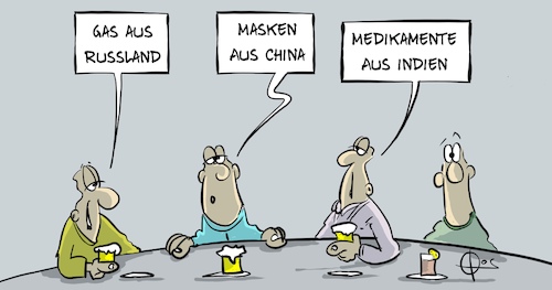 Cartoon: 20220222-Abhaengigkeit (medium) by Marcus Gottfried tagged russland,chine,indien,gas,masken,medikamente,globalisierung,abhängigkeit,russland,chine,indien,gas,masken,medikamente,globalisierung,abhängigkeit