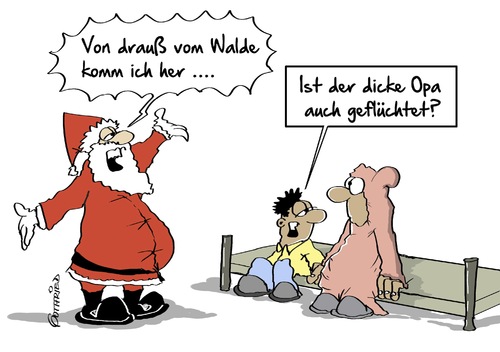 Cartoon: auch geflüchtet (medium) by Marcus Gottfried tagged flüchtlinge,flucht,asyl,nikolaus,weihnachten,weihnachsmann,santa,claus,überforderung,geld,ansturm,urlaub,frage,reise,ferien,opa,dick,mann,schicksal,festlich,feier,kultur,wert,bekannt,freude,marcus,gottfried,cartoon,karikatur,flüchtlinge,flucht,asyl,nikolaus,weihnachten,weihnachsmann,santa,claus,überforderung,geld,ansturm,urlaub,frage,reise,ferien,opa,dick,mann,schicksal,festlich,feier,kultur,wert,bekannt,freude,marcus,gottfried,cartoon,karikatur