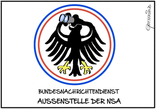 Cartoon: Außenstelle (medium) by Marcus Gottfried tagged bnd,nsa,abhören,regierung,usa,deutschland,merkel,adler,spion,geheim,bundeskanzleramt,kanzler,aussen,außen,hören,suchen,daten,sammeln,freunde,marcus,gottfried,cartoon,karikatur,bnd,nsa,abhören,regierung,usa,deutschland,merkel,adler,spion,geheim,bundeskanzleramt,kanzler,aussen,außen,hören,suchen,daten,sammeln,freunde,marcus,gottfried,cartoon,karikatur