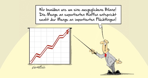 Cartoon: Bilanz (medium) by Marcus Gottfried tagged rüstungsindustrie,rüstungsgüter,rüstung,rüstungsexport,exportweltmeister,waffen,spannungsgebiet,export,regierung,marcus,gottfried,cartoon,karikatur,rüstungsindustrie,rüstungsgüter,rüstung,rüstungsexport,exportweltmeister,waffen,spannungsgebiet,export,regierung,marcus,gottfried,cartoon,karikatur