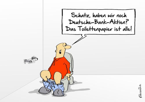 Cartoon: Deutsche Bank Aktien (medium) by Marcus Gottfried tagged bank,bandenrettung,deutsche,geld,verzockt,aktie,absturz,toilettenpapier,hintern,klo,scheiße,wischen,wert,freude,marcus,gottfried,cartoon,karikatur,bank,bandenrettung,deutsche,geld,verzockt,aktie,absturz,toilettenpapier,hintern,klo,scheiße,wischen,wert,freude,marcus,gottfried,cartoon,karikatur