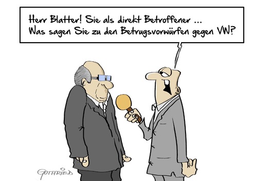 Cartoon: direkt Betroffener (medium) by Marcus Gottfried tagged blatter,fifa,volkswagen,vw,manipulation,betrug,abgas,abgaswert,fussball,frage,interview,interesse,neugierde,reportage,meinung,betroffener,betroffen,haltung,freude,marcus,gottfried,cartoon,karikatur,blatter,fifa,volkswagen,vw,manipulation,betrug,abgas,abgaswert,fussball,frage,interview,interesse,neugierde,reportage,meinung,betroffener,betroffen,haltung,freude,marcus,gottfried,cartoon,karikatur